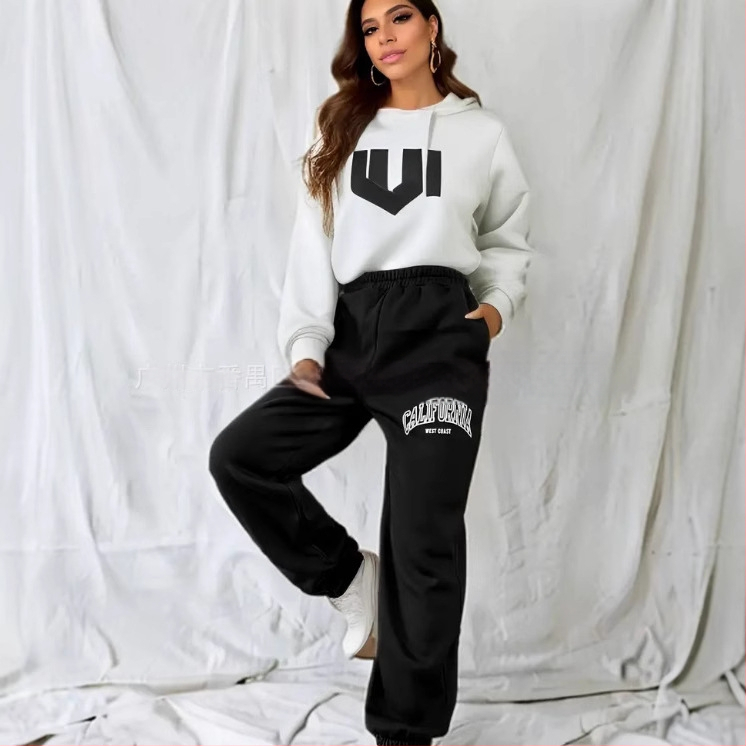 Európai és amerikai határokon átnyúló, rugalmas övvel nyomtatott, lezser sportnadrág, női lezser sportnadrág