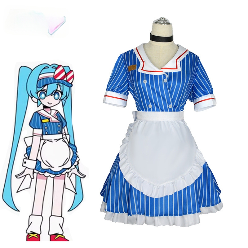 Κοστούμι υπνωτιστή ήχου cos, υπνωτισμός MV accent cosplay anime καμαριέρας πλήρες σετ με καπέλο miku