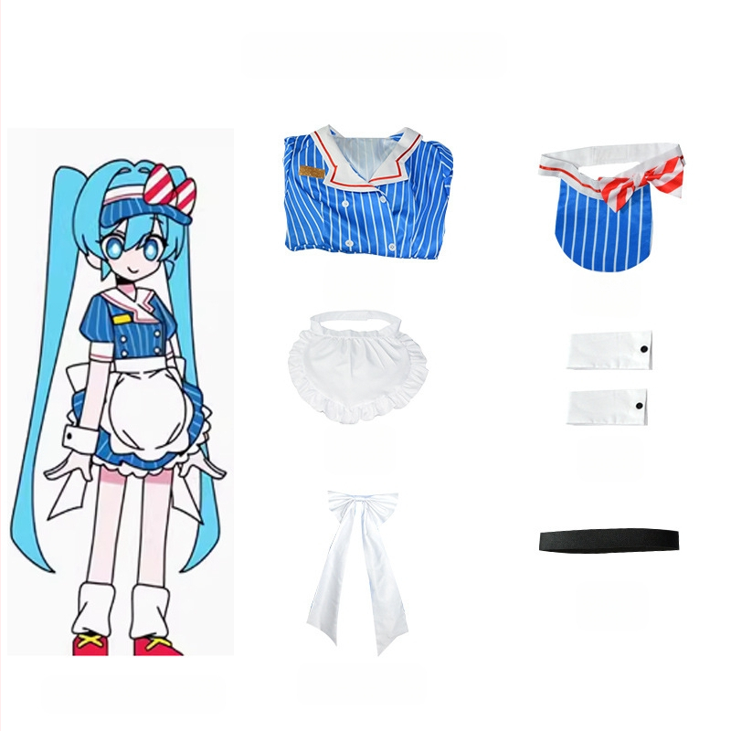 Hanghipnotizőr cos öltöny hipnotizálás MV akcentus cosplay anime szobalány jelmez teljes szett kalap Miku