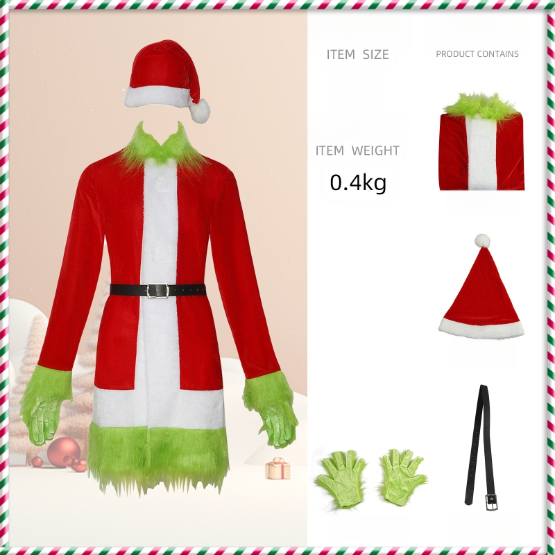 Karácsonyi cos ruha Karácsonyi álarcosbál Grinch Grinch cosplay Buli Színpadi Előadás Ruha
