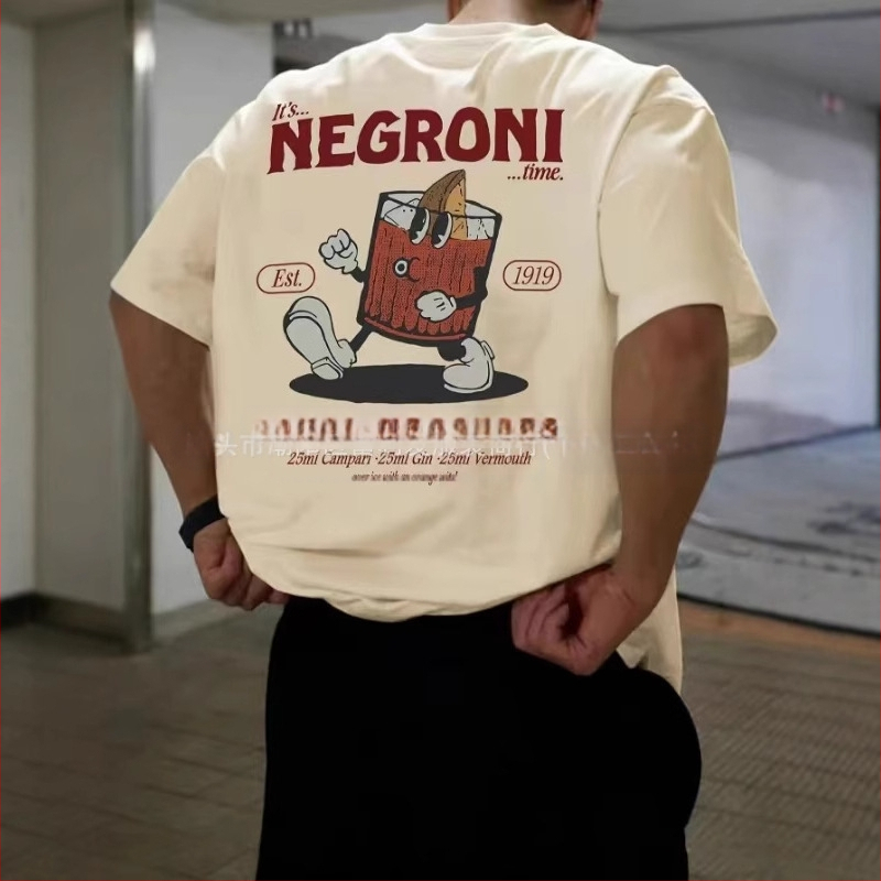 Trendi, egyszerű, jellegzetes utcai tavaszi és nyári új mintás, nyomtatott, rövid ujjú, kerek nyakú férfi és női hétköznapi felső