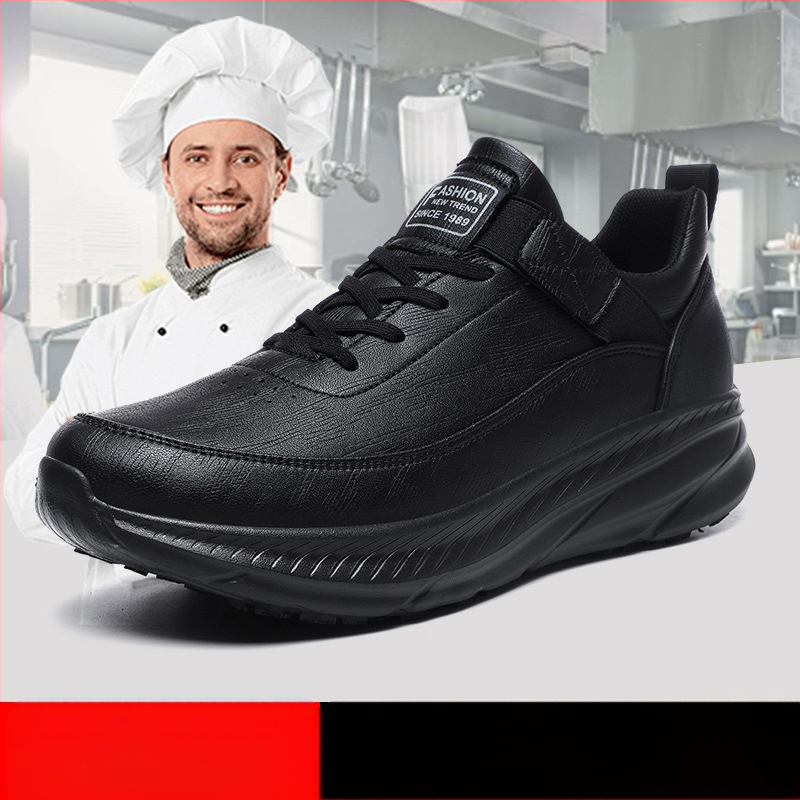 Didelio dydžio, tarpvalstybiniai, neslystantys, vandeniui ir aliejui atsparūs virėjo batai, vyriški restorano darbo batai, maisto išsinešimui skirti darbo batai, vyriški sportiniai batai.