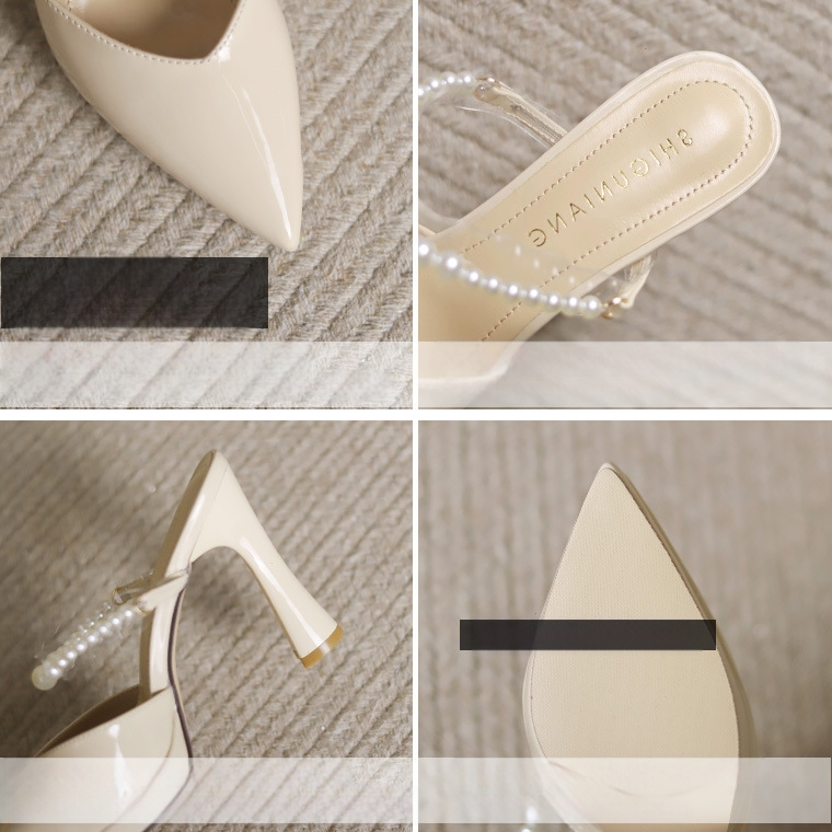 123-6 Baotou pusiau slydimo moteriški viršutiniai drabužiai 2025 m. vasarai nauji itin aukštakulniai basutės madingos basutės