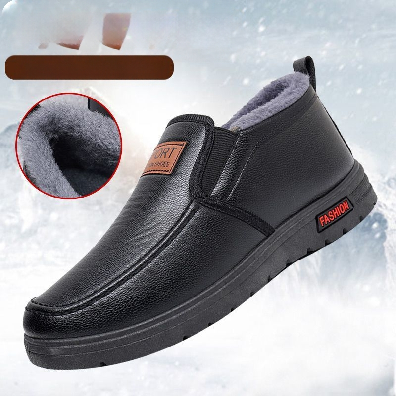 Valged talvised vanad Pekingi riidest kingad meeste fliisvoodriga vabaaja nahast kingad paksendatud veekindlad vanamehe puuvillased kingad külmakindlad soojapidavad isakingad