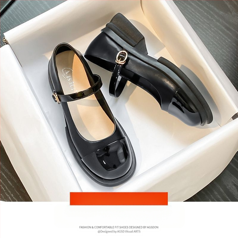 Z puha talpú, kis bőrcipő, fekete-fehér varrással, Mary Jane cipők, új, sokoldalú, sekély szájú, gyengéd fazonú francia mokaszinok nőknek