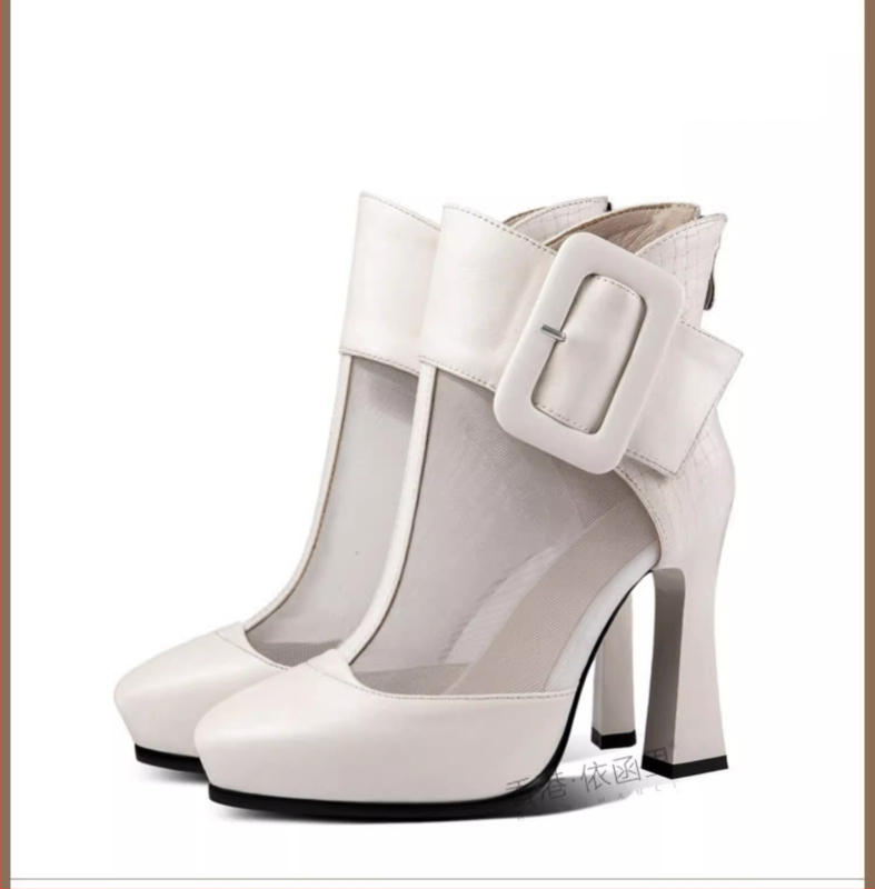 Külkereskedelmi molett hálós csizma női magas sarkú 2025 tavaszi határokon átnyúló új hegyes tűsarkú vízálló platform menő csizma raktáron