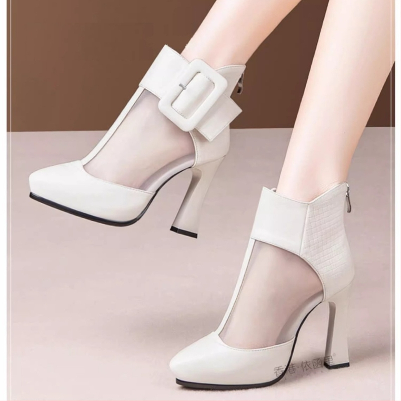 Külkereskedelmi molett hálós csizma női magas sarkú 2025 tavaszi határokon átnyúló új hegyes tűsarkú vízálló platform menő csizma raktáron