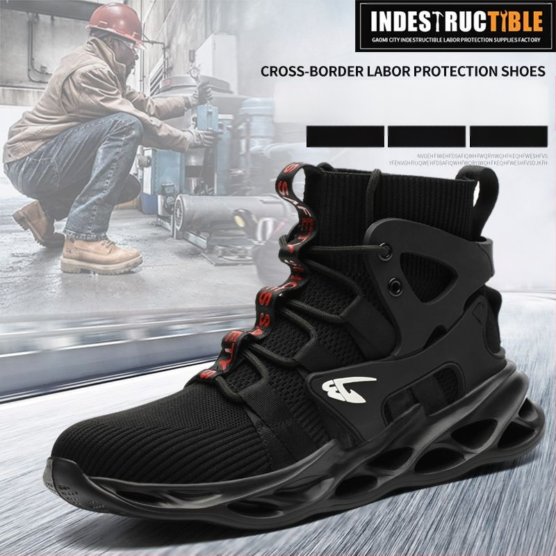 „Crossborder“ madingi apsauginiai vyriški batai, patogūs, kvėpuojantys, austi apsauginiai batai, alpinizmo, atsparūs dilimui, plieniniai nosiai, apsauginiai darbui batai