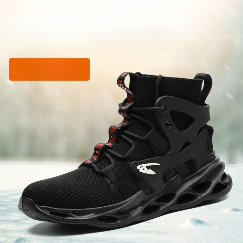 „Crossborder“ madingi apsauginiai vyriški batai, patogūs, kvėpuojantys, austi apsauginiai batai, alpinizmo, atsparūs dilimui, plieniniai nosiai, apsauginiai darbui batai