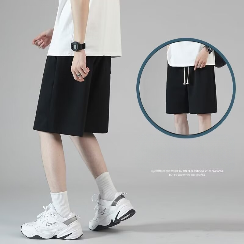 Ötpontos rövidnadrág férfi 2024 nyári divat vadonatúj férfi ötpontos nadrág fűzős ötpontos nadrág laza lezser rövidnadrág férfi