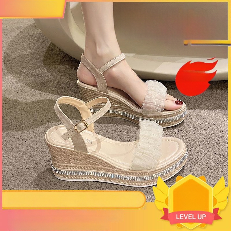 Vastag talpú, platformos szandál 022, nyári, új, tündér stílusú, női szandál, éksarkú, lábfejre mutató, kis sarkú, puha talpú