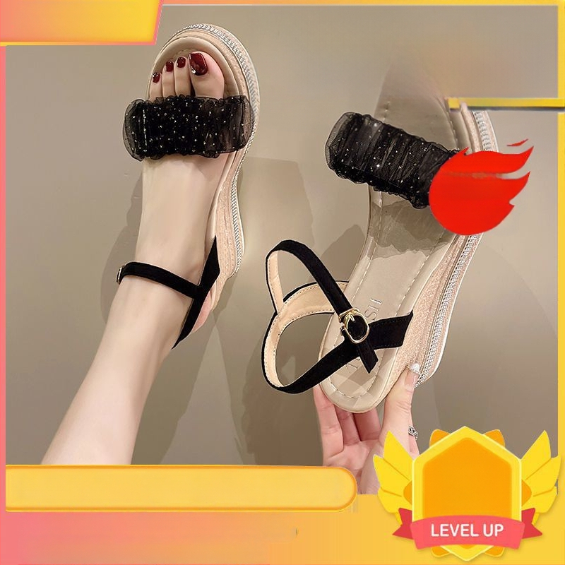 Vastag talpú, platformos szandál 022, nyári, új, tündér stílusú, női szandál, éksarkú, lábfejre mutató, kis sarkú, puha talpú