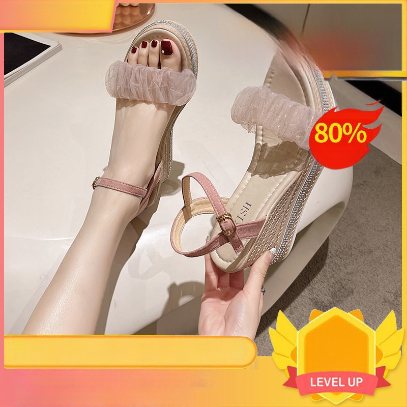 Vastag talpú, platformos szandál 022, nyári, új, tündér stílusú, női szandál, éksarkú, lábfejre mutató, kis sarkú, puha talpú