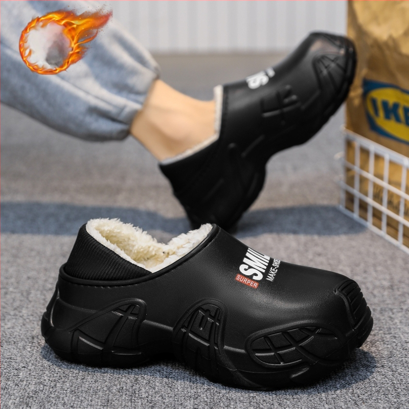 Paksu tallaga veekindlad puuvillast sussid meestele, talvekott kontsaga siseruumidesse, uued libisemiskindlad pluss-puuvillast kingad pealisrõivasteks