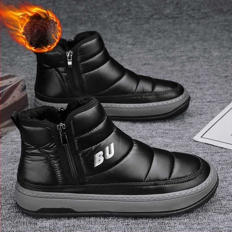 Χιονοπέδιλα Huili ανδρικά χειμωνιάτικα plus βελούδινα ζεστά ανδρικά παπούτσια αδιάβροχα με γούνα για έναν μεσήλικα άνδρα, βορειοανατολικά μεγάλα