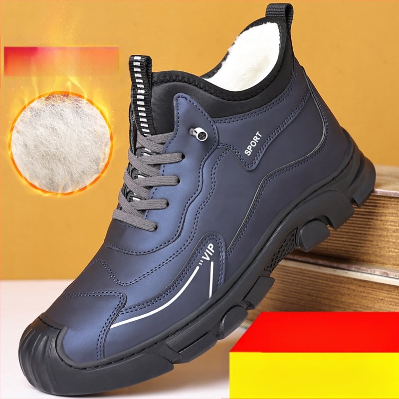 Ανδρικά βαμβακερά παπούτσια χειμερινά βορειοανατολικά με επένδυση fleece, ανδρικά παπούτσια αναρρίχησης με χοντρό αντιολισθητικό βαμβακερό μπατόν, μπότες χιονιού από μαλλί με ενσωματωμένο δέρμα