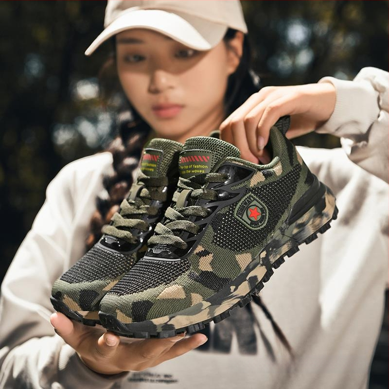 Álcázott alkalmi cipők, katonai edzőcipők, tavaszi és nyári repülő szőtt, lélegző munkavédelmi cipők, csúszásmentes hegymászó cipők, sportcipők, kültéri munkacipők