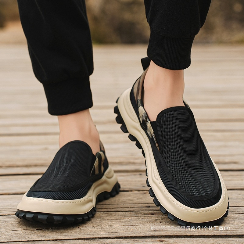 Audekla apavi vīriešiem pavasara elpojoši melni darba aizsardzības darba vecie Pekinas auduma apavi vīriešu uzvelkamie ikdienas apavi