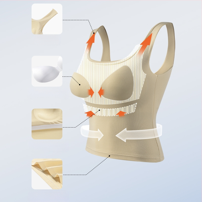 Πορτοκαλί εσωτερικό ξύλινο φανελάκι από βαμβακερό πορτοκαλί sense με φαρδύ λουράκι ώμου, στενή εφαρμογή με μαξιλαράκι στήθους εσωτερική βάση, εξωτερική ένδυση