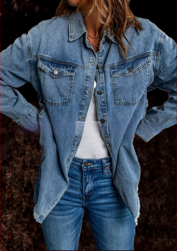 Ins hot-sell őszi európai és amerikai utcai divat farmer hajtókás laza egyszerű női ing három színben öt méretben