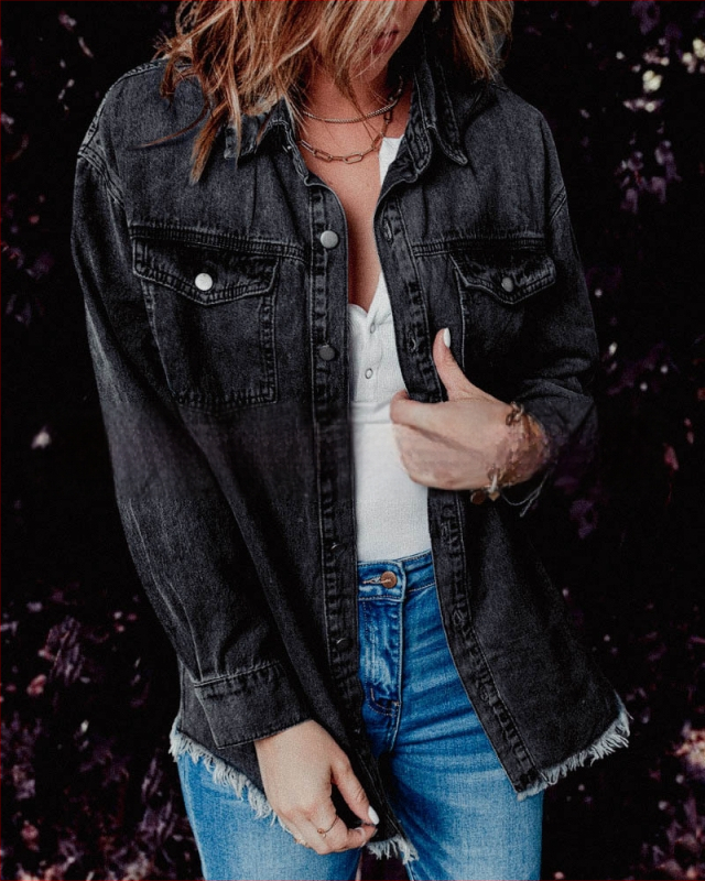 Ins hot-sell őszi európai és amerikai utcai divat farmer hajtókás laza egyszerű női ing három színben öt méretben