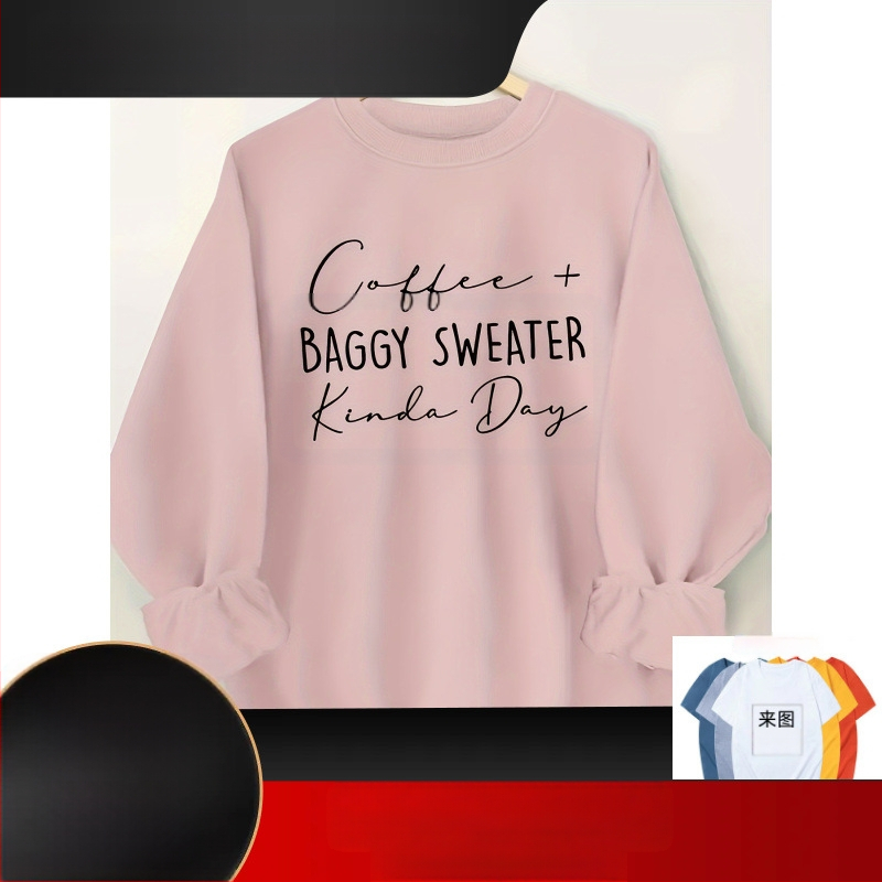 Angol betűk - Nyomott, kerek nyakú kapucnis pulóver - Laza vidámság - E