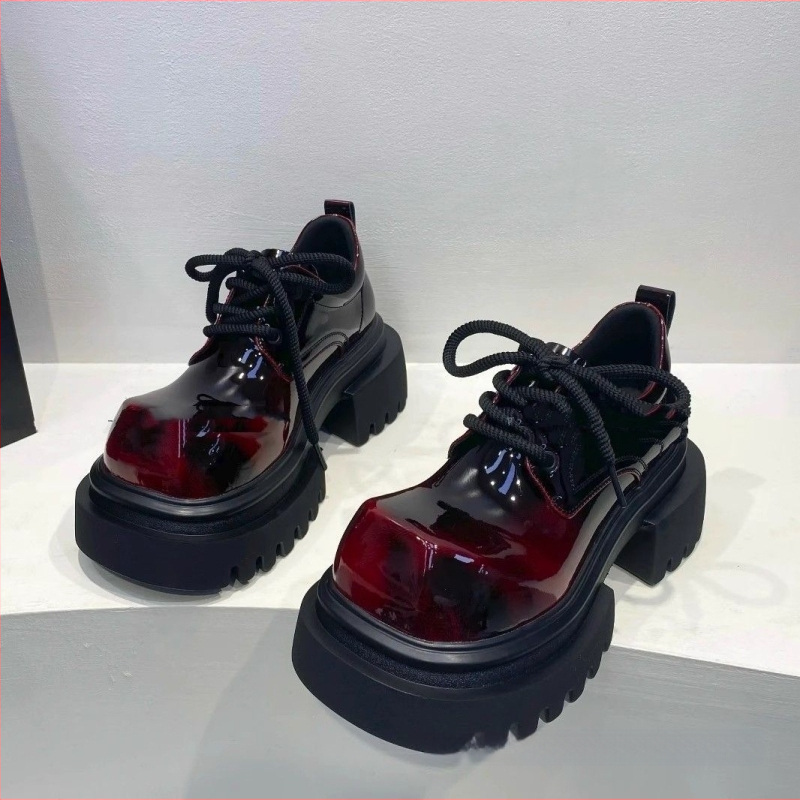 Sokoldalú, új Fortune cipő, vastag talpú, nagy orrú, 2025-ös új tavaszi cipő, bőrcipők, retró, lakkbőr, polírozott, kis bőrcipők
