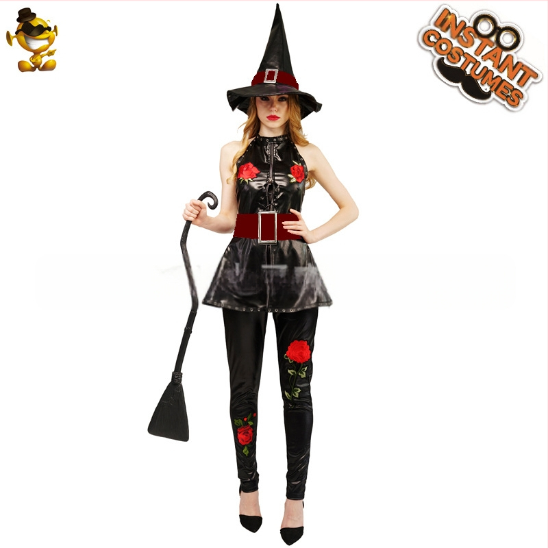 Täiskasvanud naissoost Halloweeni cosplay nõia kostüüm elegantne nõia kostüüm lavaetenduse kostüüm