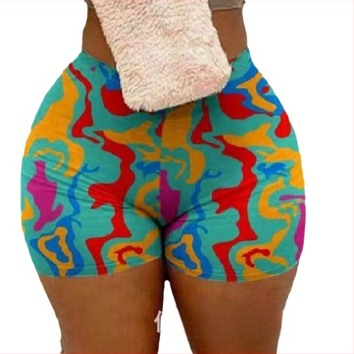 Európai és amerikai külkereskedelmi határokon átnyúló független állomás új, rugalmas derékú, divatos, nyomtatott, rövidnadrág nőknek, többszínű