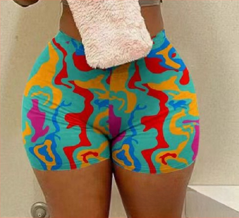 Európai és amerikai külkereskedelmi határokon átnyúló független állomás új, rugalmas derékú, divatos, nyomtatott, rövidnadrág nőknek, többszínű