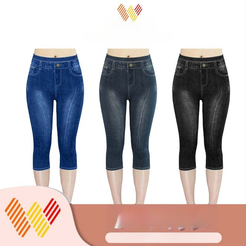Határokon átnyúló, népszerű Temu Aliexpress rugalmas farmerutánzatú leggings, rövidített, szűk csípőemelésű, tiszta színű, kis szárú nadrág