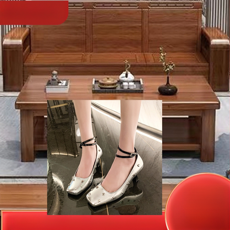 Sense French Retro ezüst Mary Jane cipők Kis bőr cipők Kora tavaszi női cipők szoknyával Magas sarkú, sekély szájú, egyszínű cipő