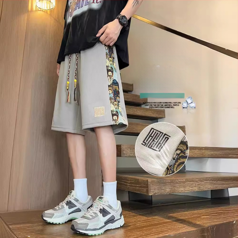 Hiina stiilis meeste suvised pluss-suuruses lühikesed püksid, karuplahvatused 2024. aasta uue disainiga, Sense Tide kaubamärgi vabaaja lohvakad püksid