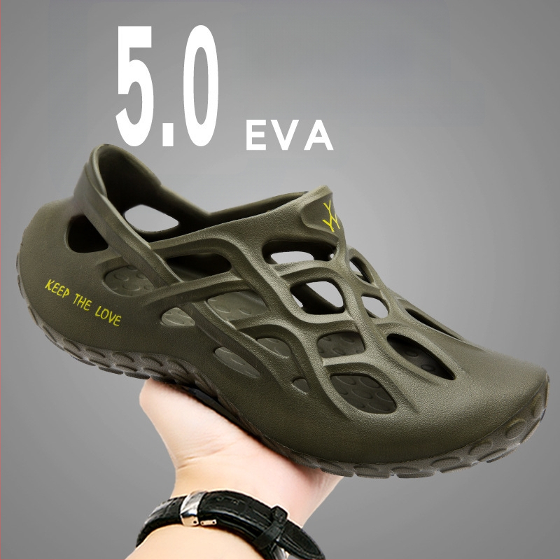 Piiriülesed 2024. aasta suvised uued pehme tallaga pluss-suuruses auguga kingad meestele Baotou õõnsad hingavad libisevad rannakingad