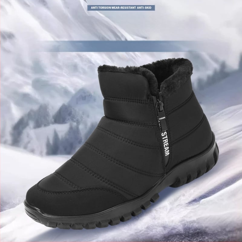 Ανδρικά Παπούτσια Cross-Border Χειμερινά Παπούτσια με Εξωτερική Σόλα από PU, Επένδυση από Fleece, Ζεστά, Παπούτσια για Μέση Ηλικία και Ηλικιωμένους από Βαμβάκι, Ψηλές Μπότες Χιονιού με Διπλό Φερμουάρ, Dropshipping