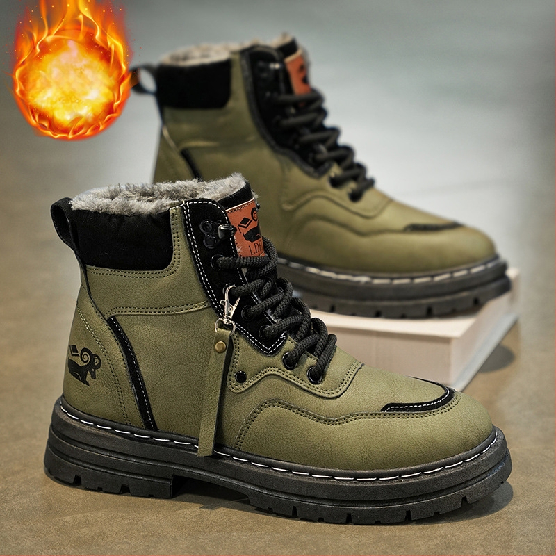 Melni Martina zābaki vīriešiem, plus izmēra 45, ar vilnas oderi, silti 46, ūdensnecaurlaidīgi kokvilnas apavi 47, augsti darba zābaki, sniega zābaki vīriešiem 48