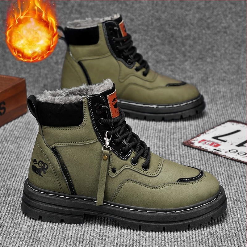 Melni Martina zābaki vīriešiem, plus izmēra 45, ar vilnas oderi, silti 46, ūdensnecaurlaidīgi kokvilnas apavi 47, augsti darba zābaki, sniega zābaki vīriešiem 48