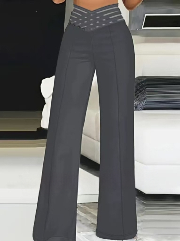 Amazon Hot Selling 2025 európai és amerikai külkereskedelmi új női üreges öves mikro magas derekú laza alkalmi széles szárú nadrág