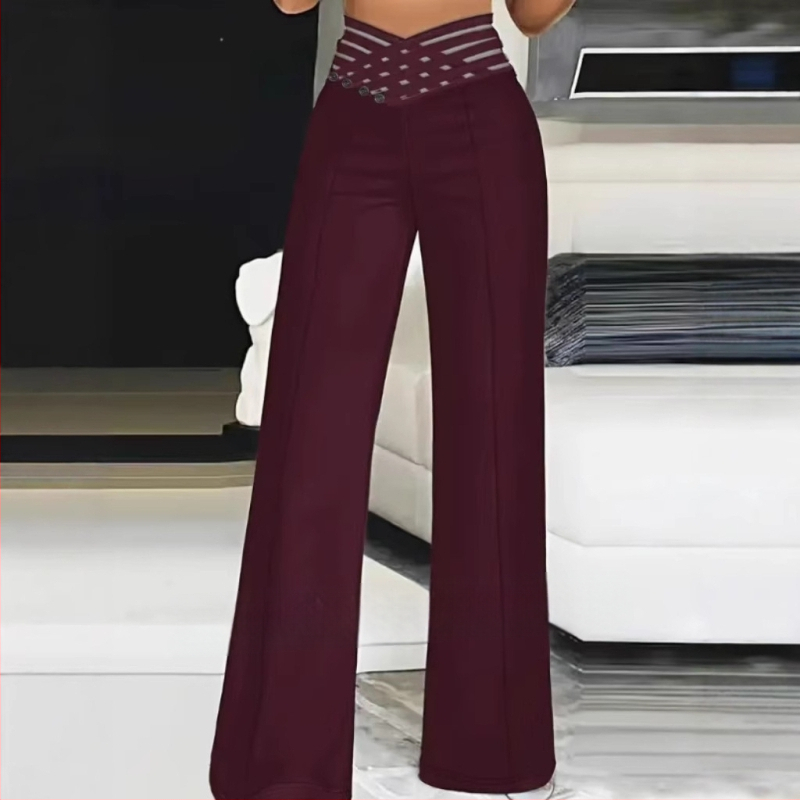 Amazon Hot Selling 2025 európai és amerikai külkereskedelmi új női üreges öves mikro magas derekú laza alkalmi széles szárú nadrág