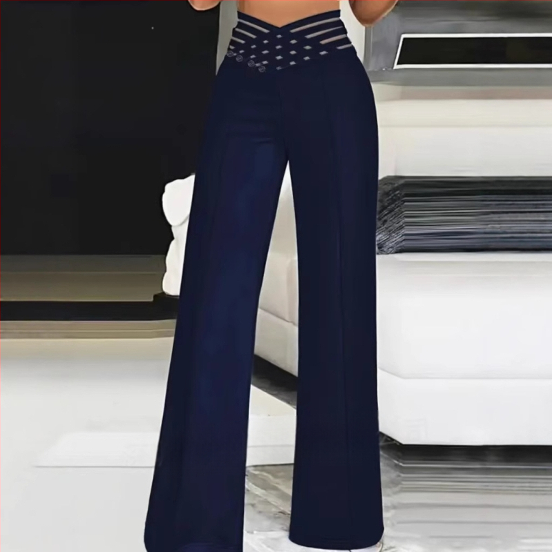 Amazon Hot Selling 2025 európai és amerikai külkereskedelmi új női üreges öves mikro magas derekú laza alkalmi széles szárú nadrág