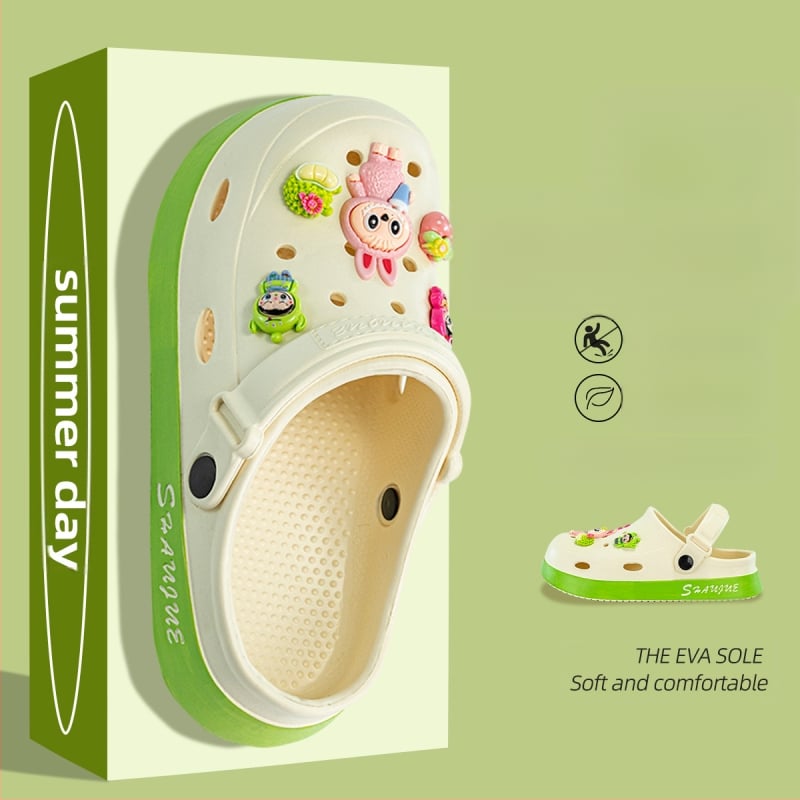 Új Fruit Rab szövet, mindenféle színű, dupla színű, férfi és női lyukcipők, külső viselet, lapos, csúszásgátló papucsok, divatos szandálok