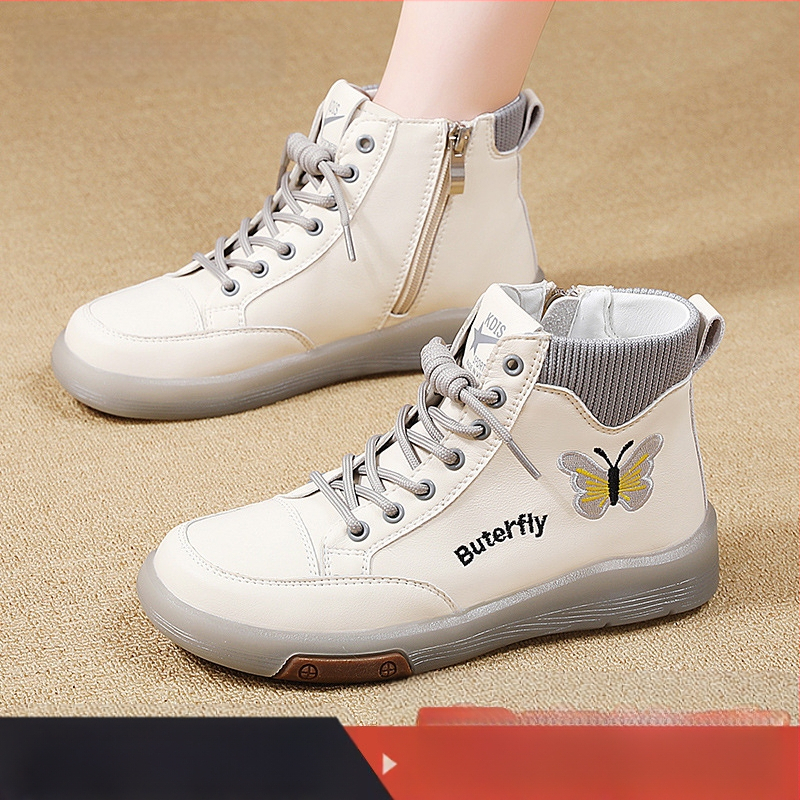 Valódi bőr Martin csizma női 2024 új őszi és téli magas szárú marhahús talpú női cipők puha talpú gyapjúbéléssel középkori anya bokacsizma