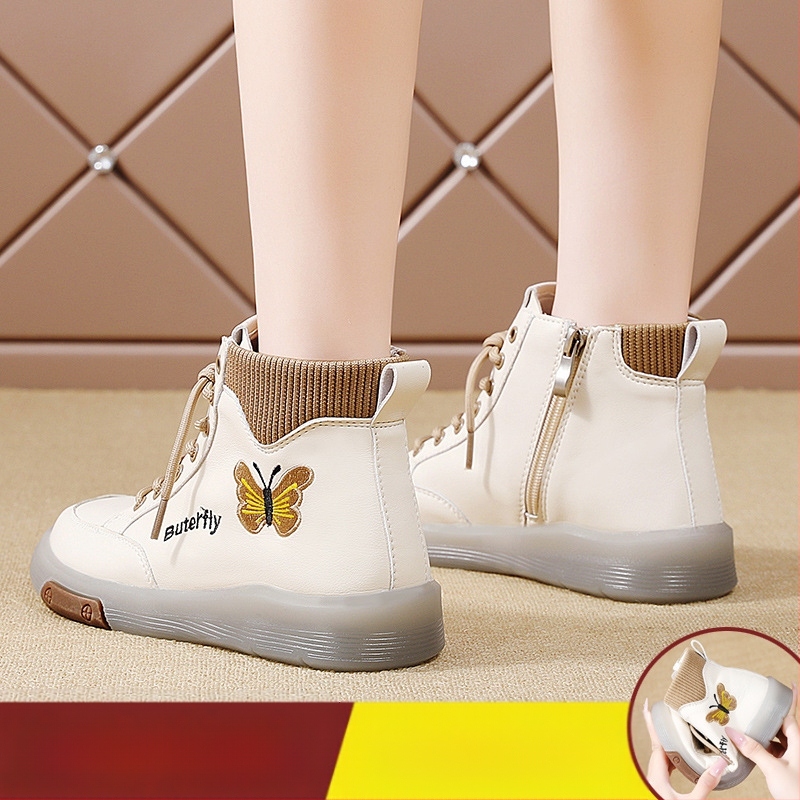 Valódi bőr Martin csizma női 2024 új őszi és téli magas szárú marhahús talpú női cipők puha talpú gyapjúbéléssel középkori anya bokacsizma