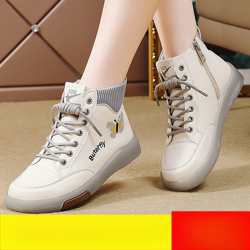 Valódi bőr Martin csizma női 2024 új őszi és téli magas szárú marhahús talpú női cipők puha talpú gyapjúbéléssel középkori anya bokacsizma