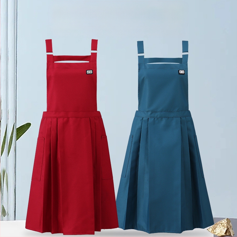 Guofeng ūdensnecaurlaidīgs un eļļas necaurlaidīgs priekšauts sievietēm ar augstas kvalitātes jostasvietu, sieviešu krokots svārki, virtuves jostasvieta, logotipa apdruka, darba apģērbs vairumtirdzniecībā