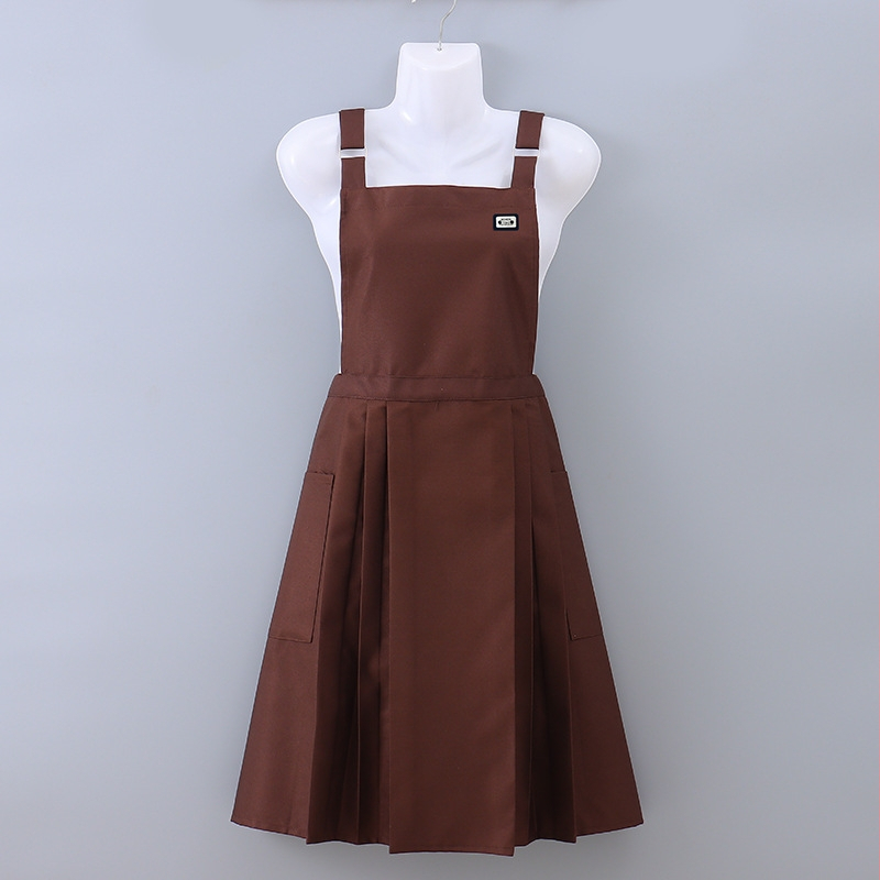 Guofeng ūdensnecaurlaidīgs un eļļas necaurlaidīgs priekšauts sievietēm ar augstas kvalitātes jostasvietu, sieviešu krokots svārki, virtuves jostasvieta, logotipa apdruka, darba apģērbs vairumtirdzniecībā