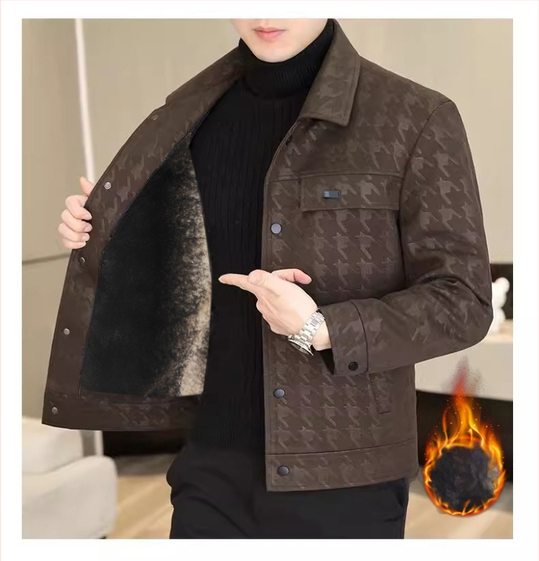 Täisvõrgustiku madala hinnaga kevad- ja sügisene noortele ja keskealistele meestele mõeldud trendikas lühikese revääriga vabaaja nahktagi