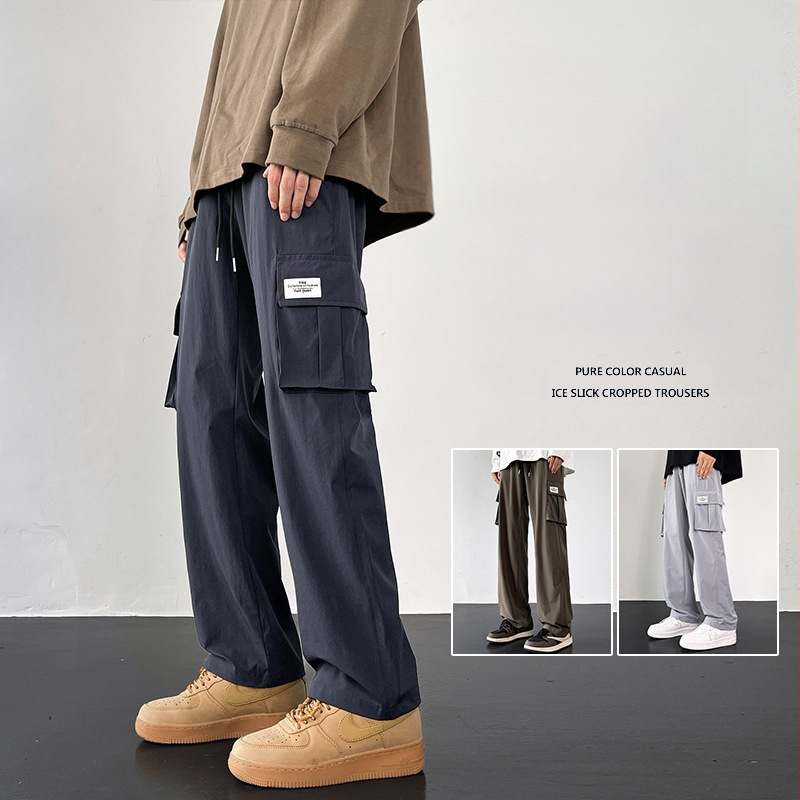 Amerikai stílusú overál férfi bő, plus size lezser nadrág, őszi japán egyenes szabású nadrág, divatmárka, mindenhez illő nadrág férfi