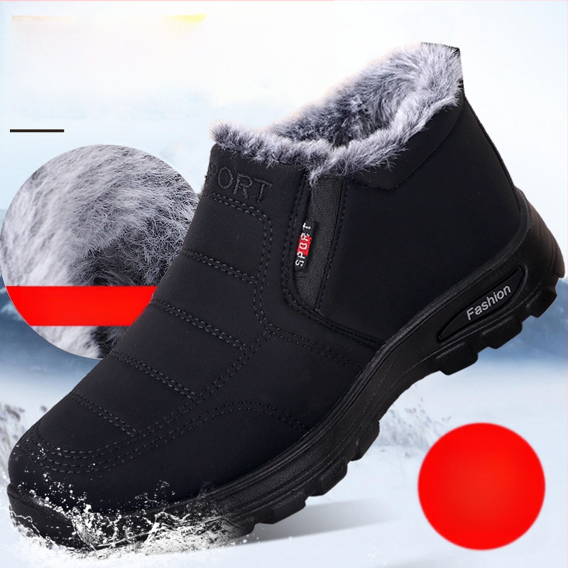 Talvised uued ema ja isa puuvillased kingad, veekindlad meeste ja naiste paarisaapad, fliisvoodriga, paksendatud, soojad keskealistele ja eakatele libisemisvastased lumesaapad