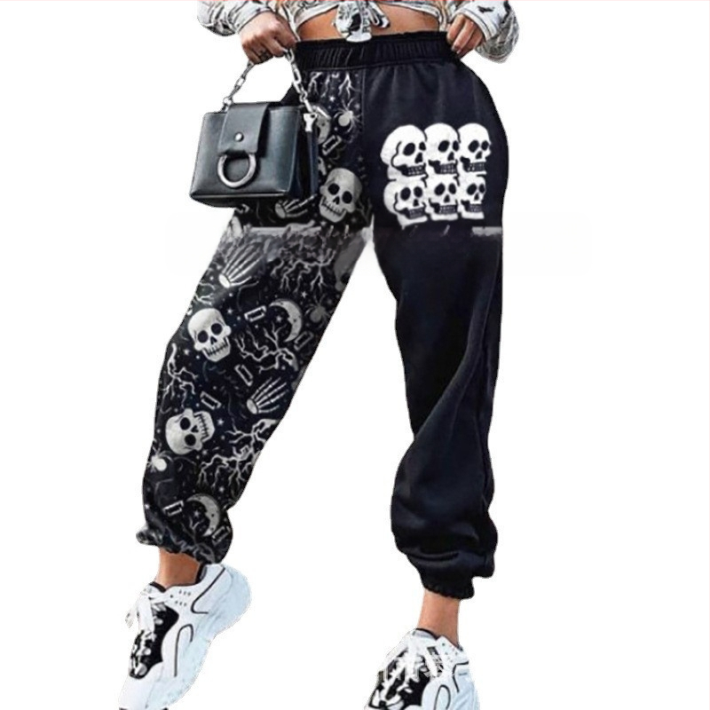 2023 m. moteriškos kelnės, rudens ir žiemos, nauji europietiški ir amerikietiški moteriški drabužiai, kalėdinis pozicionavimo spausdinimas, laisvos fitneso sportinės laisvalaikio sportinės kelnės